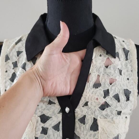 NEW * Monteau Women's Flowy Lace Mobwife Midi Dress Medium Retro Classic Black - Picture 4 of 7